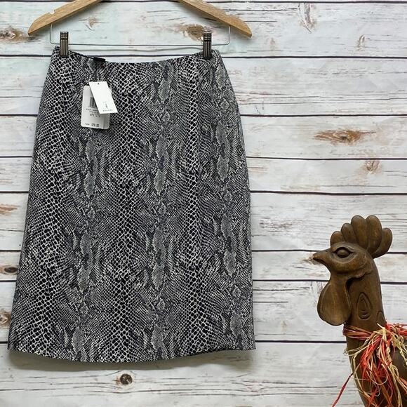 Silk INC International Concepts Petite Skirt 4 New NWT Black White Snake Print - Picture 4 of 8